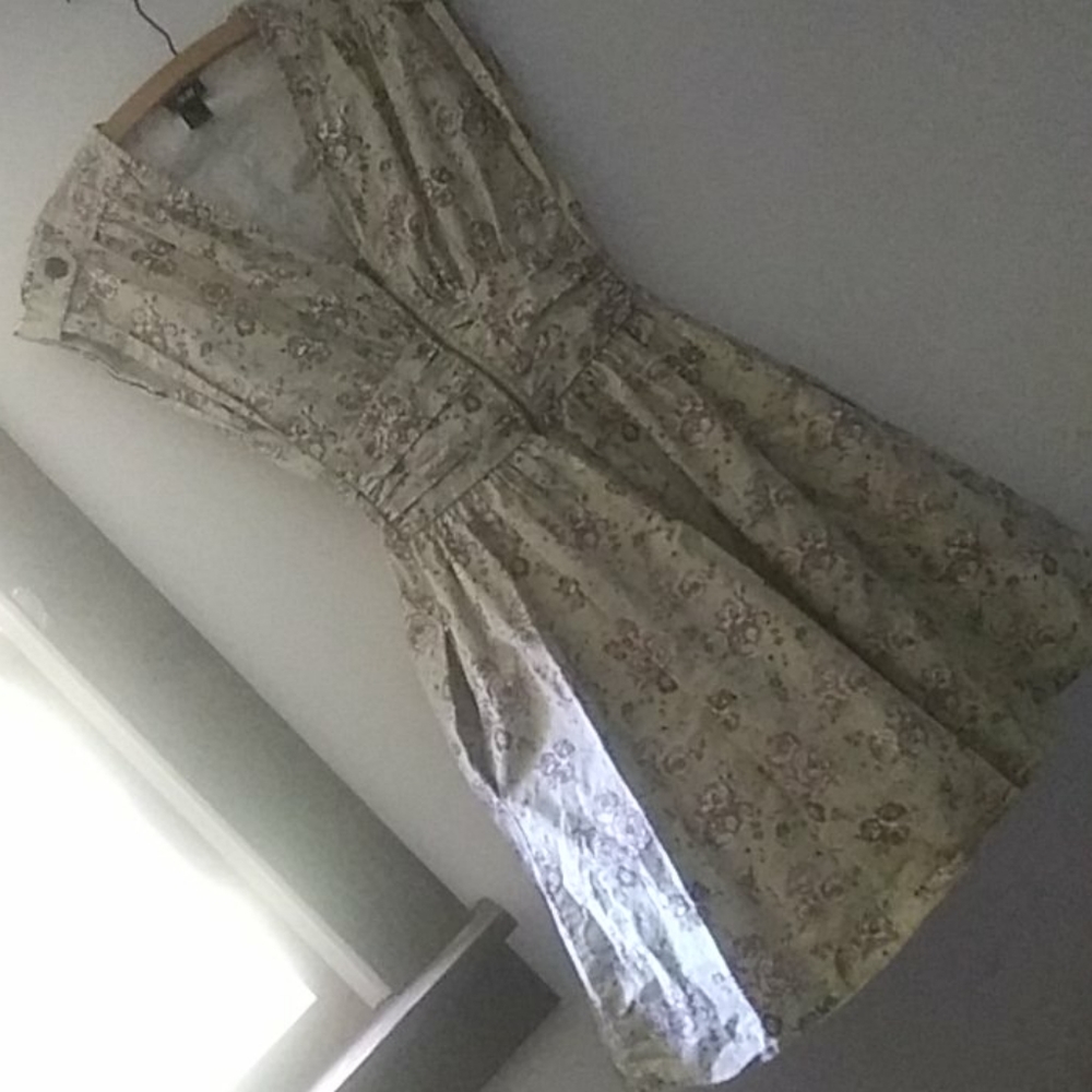Size 4 H&M Floral Dress - Cream and Brown